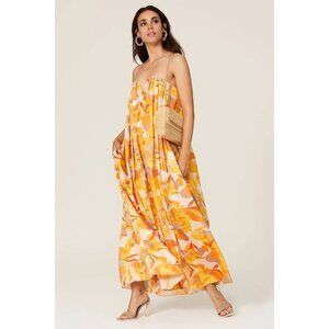 Acler Haslam Orange Printed Satin Strapless Maxi Dress Women's Size 8